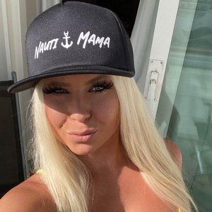 DIRTY REBEL NAUTI MAMA TRUCKER HAT WITH WHITE LOGO. CRUISE HAT. RIVER. BOAT HAT